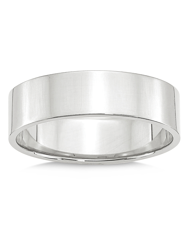Bloomingdale's Men's 6mm Lightweight Flat Band In 14k White Gold - Exclusive