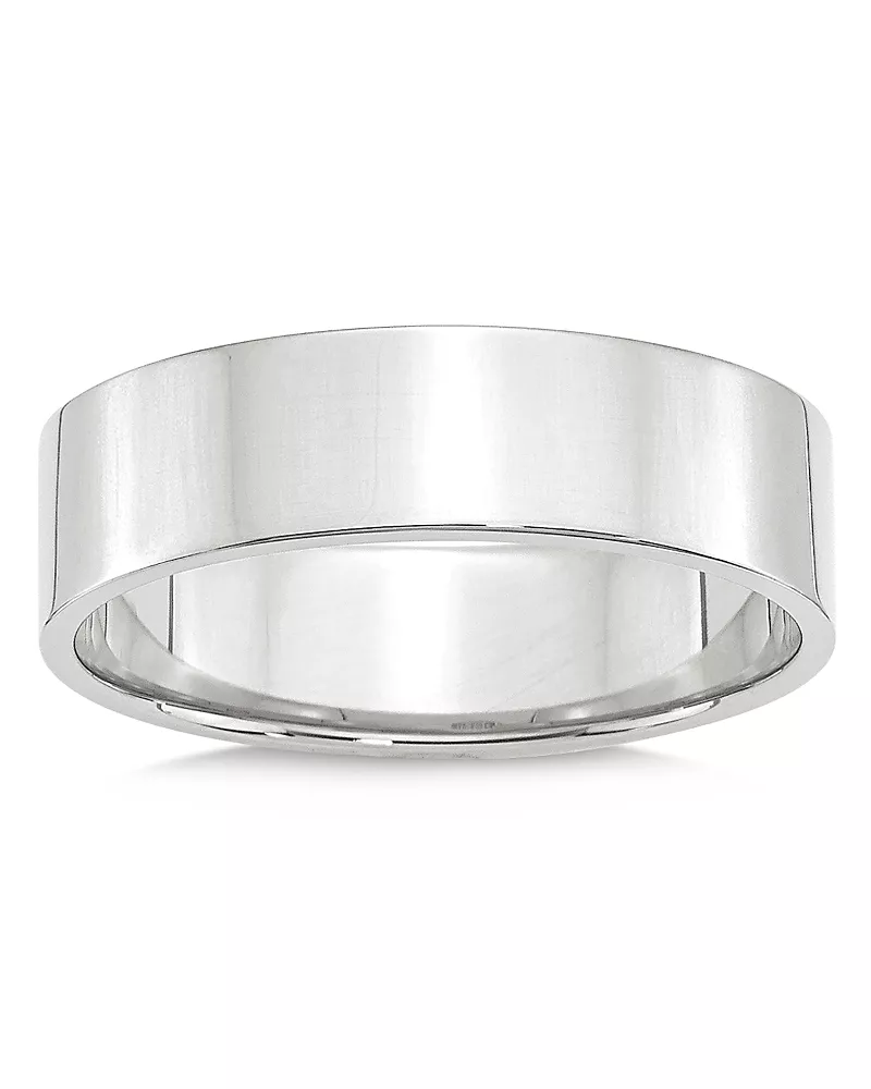 Bloomingdale's Fine Collection Men's 6mm Lightweight Flat Band in 14K White Gold