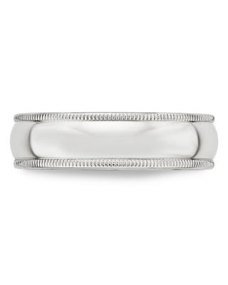Men's 6mm Half-Round Milgrain Band in 14K White Gold 