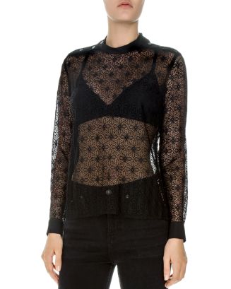 The Kooples Crossed Flowers Lace Top | Bloomingdale's
