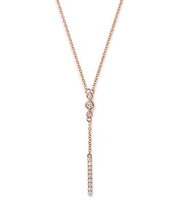 Bloomingdale's Diamond Bezel Set Y Necklace in 14K Rose Gold, 0.15 ct ...