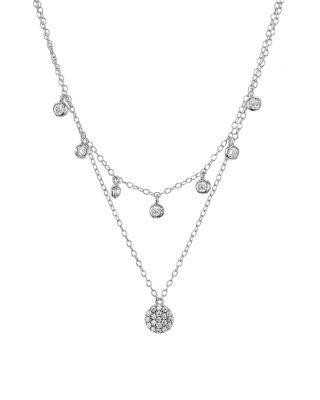 AQUA Sterling Silver Layered Pendant 