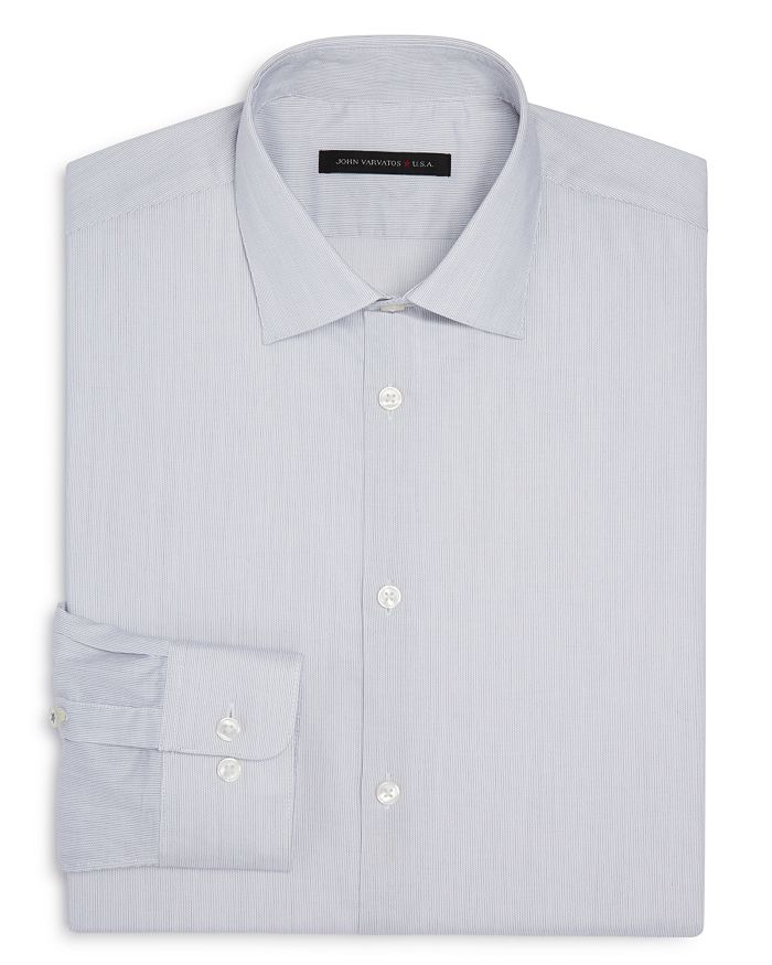 John Varvatos Micro Stripe Square Slim Fit Stretch Dress Shirt In