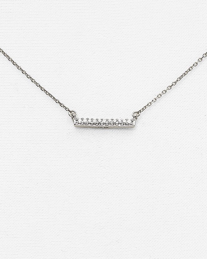 Adina Reyter 14k White Gold Pave Diamond Bar Necklace, 15