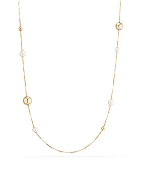 David Yurman - Solari Long Station Necklace with Cultured Freshwater Pearls in 18K Gold