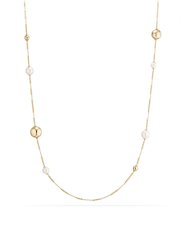 DAVID YURMAN SOLARI LONG STATION NECKLACE WITH CULTURED FRESHWATER PEARLS IN 18K GOLD,N13425 88BPE34
