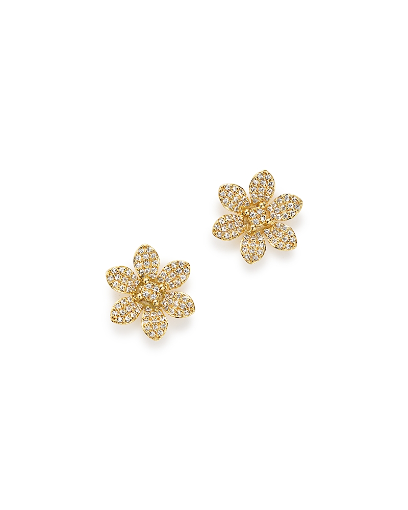 Bloomingdale's Fine Collection Diamond Flower Stud Earrings in 14K Yellow Gold, 0.50 tcw