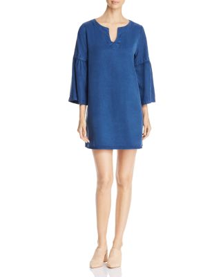 Side Stitch - Bell Sleeve Chambray Tunic Dress