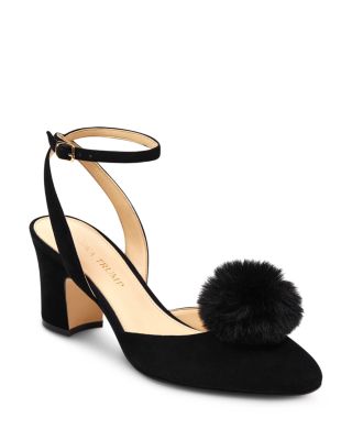 Fashion pumps with fur pom pom