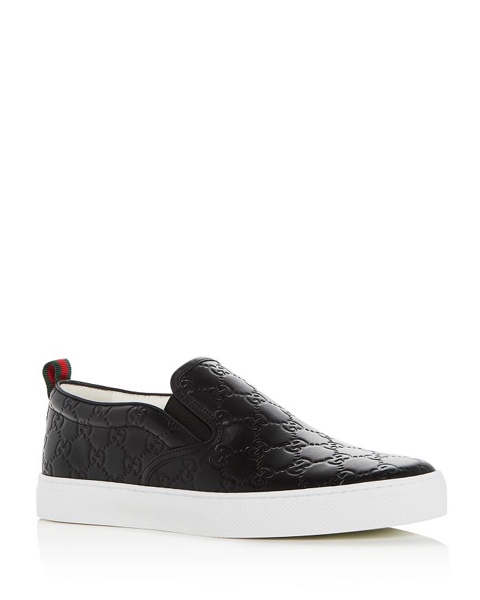 GUCCI Men's Logo Embossed Leather Slip-On Trainers,407364CWCE0