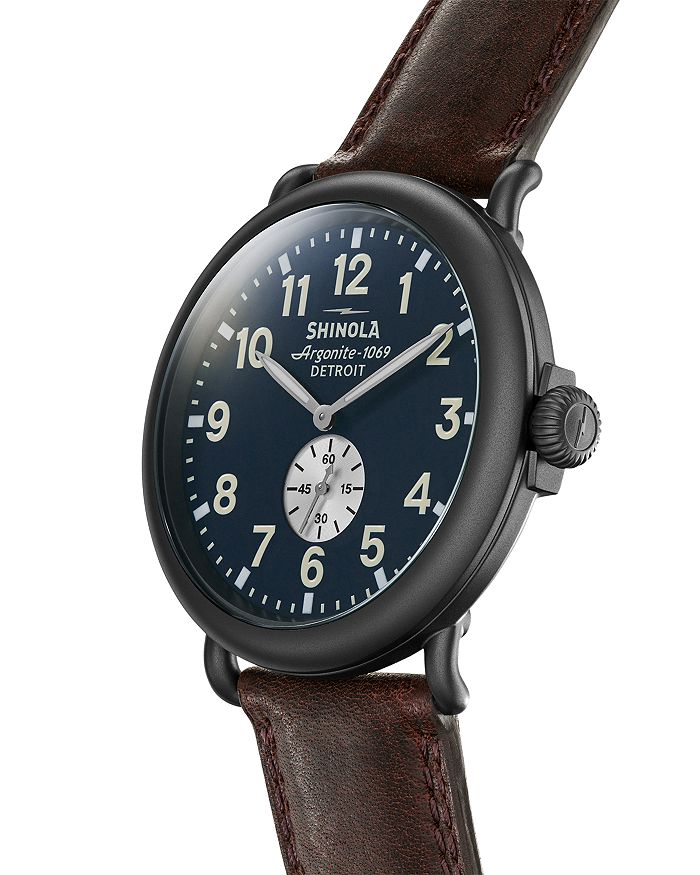 Shop Shinola Runwell Watch, 47mm In Blue/brown