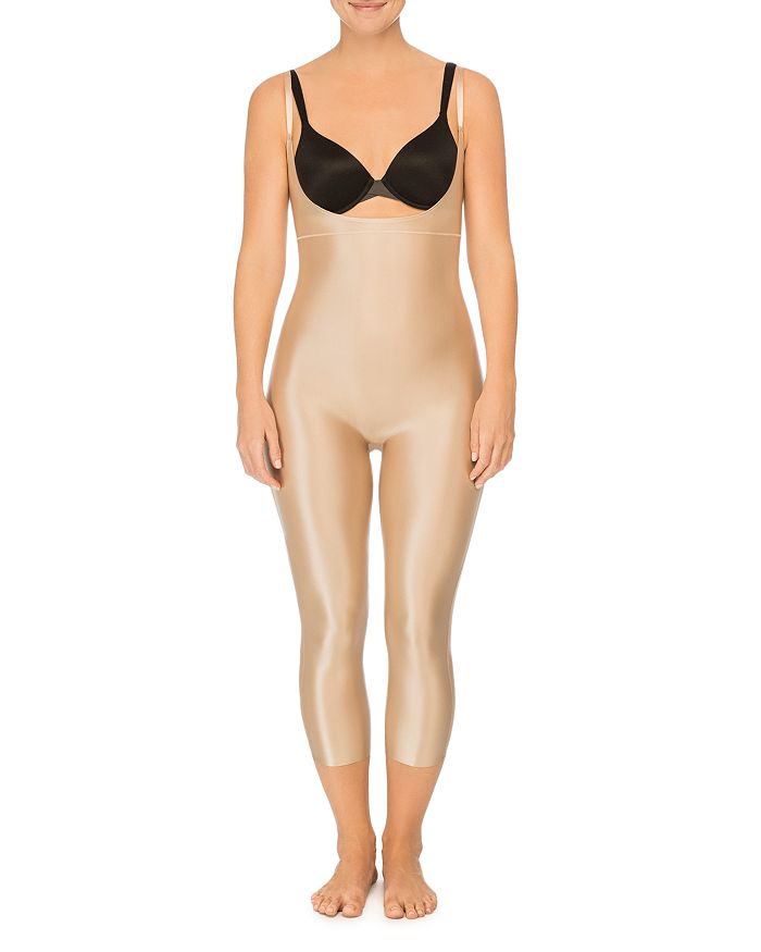 Spanx Oncore Open-bust Mid-thigh Bodysuit In Black