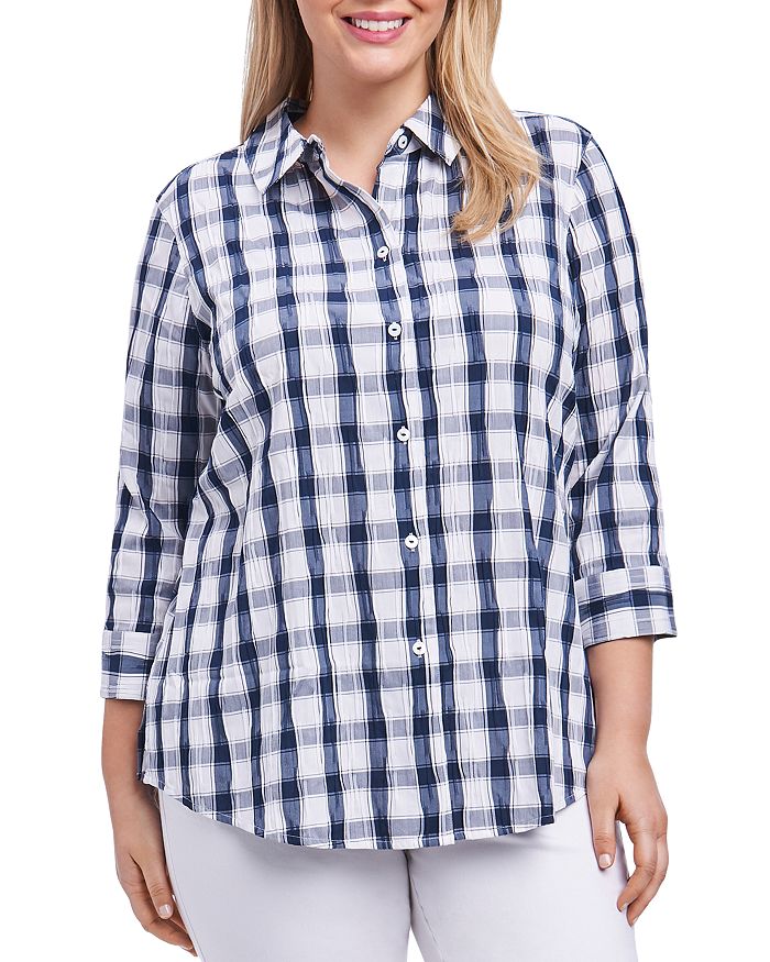 Foxcroft Plus Check Crinkle Shirt | Bloomingdale's