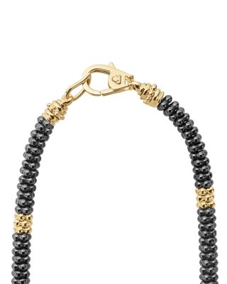 Gold & Black Caviar Collection 18K Gold & Ceramic Rope Necklace, 18"