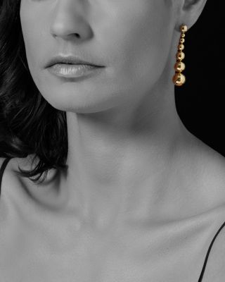 Caviar Gold Collection 18K Gold Graduated Seven Bead Drop Earrings - Exclusive 