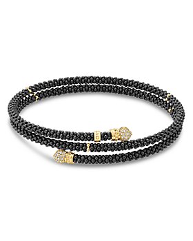 LAGOS - Gold & Black Caviar Collection 18K Gold & Ceramic Three Strand Bracelet 