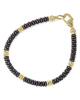 LAGOS - Gold & Black Caviar Collection 18K Gold & Ceramic Five Station Bracelet