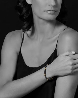 Gold & Black Caviar Collection 18K Gold & Ceramic Five Station Bracelet