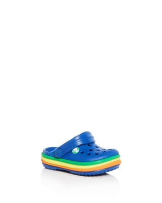 Blue Crocs With Rainbow Strap Crocs Unisex Rainbow Band Clogs