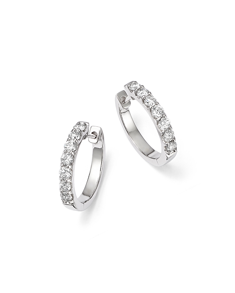 Bloomingdale's Fine Collection Diamond Small Hoop Earrings in 14K White Gold, 0.70 tcw