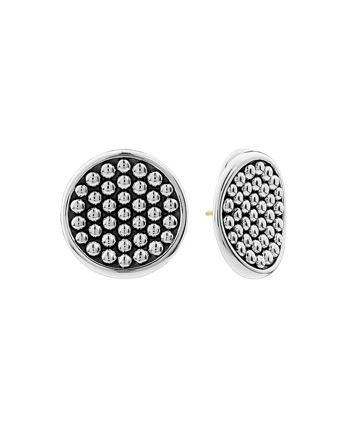 LAGOS STERLING SILVER BOLD CAVIAR BUTTON EARRINGS,01-81675-00