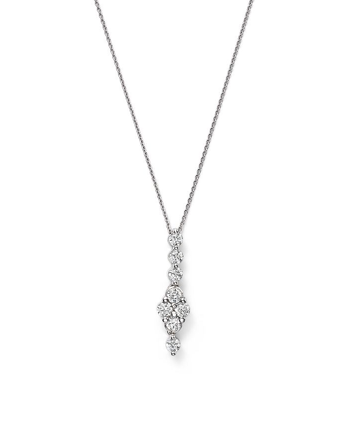 Bloomingdale's Diamond Cluster Drop Pendant Necklace In 14k White Gold, 0.50 Ct. T.w. - 100% Exclusive