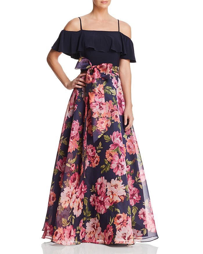 Eliza J Cold-Shoulder Floral Gown | Bloomingdale's