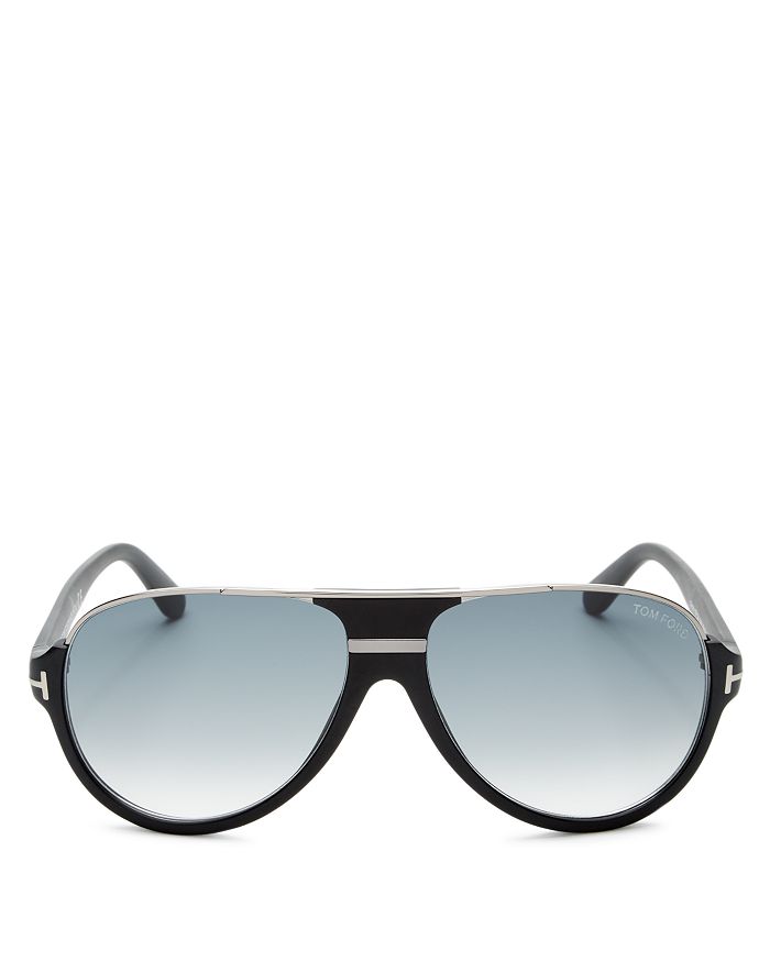 Shop Tom Ford Dimitry Flat Top Aviator Sunglasses, 61mm In Black/blue