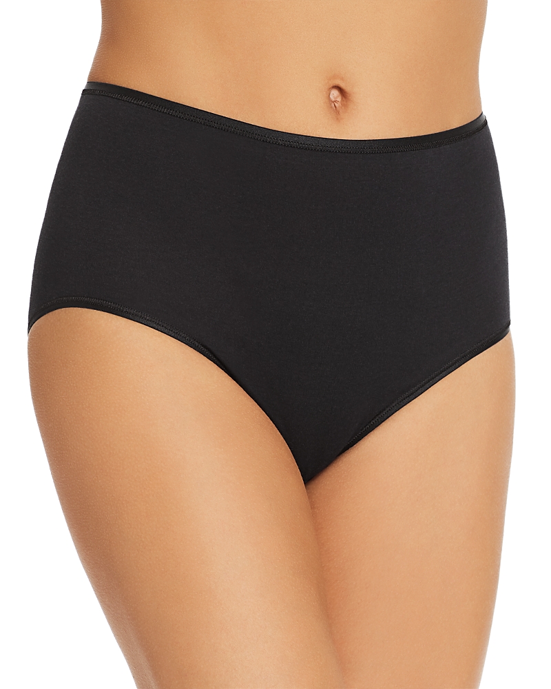 Shop Hanro Cotton Seamless Full Briefs In Black