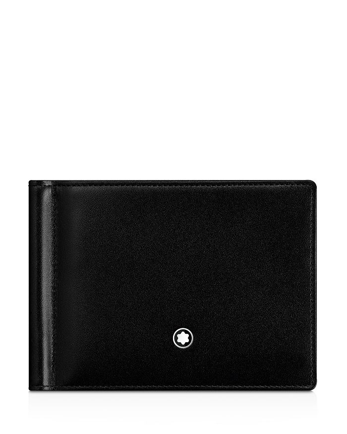 Shop Montblanc Meisterstuck 6cc Leather Wallet With Money Clip In Black