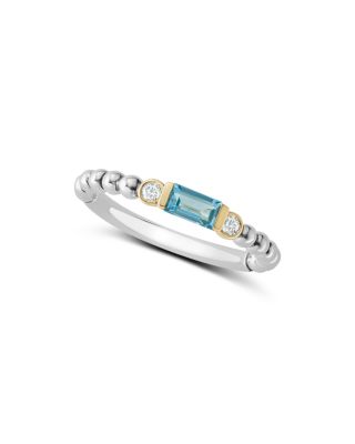 18K Gold & Sterling Silver Blue Topaz & Diamond Rittenhouse Stacking Ring 