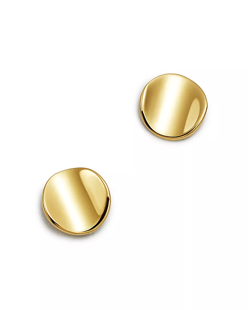 Moon & Meadow Curved Circle Stud Earrings in 14K Yellow Gold - Exclusive