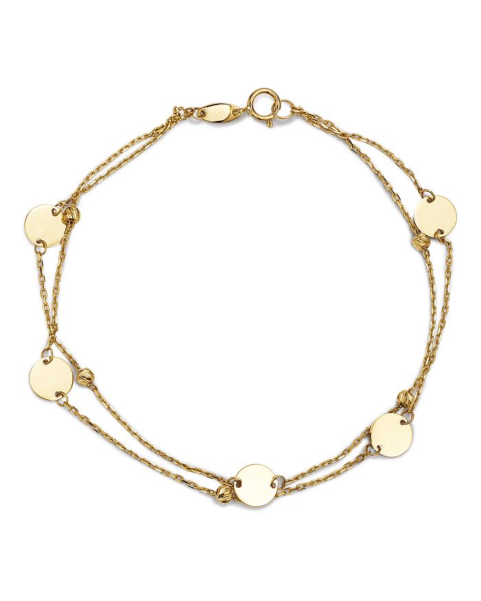 Moon & Meadow Layered Disc & Bead Bracelet in 14K Yellow Gold - 100% ...