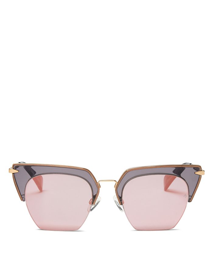 Rag & Bone Women's 1007 Gradient Rimless Geometric Sunglasses, 51mm In Gray Gold/gray Rose Gold