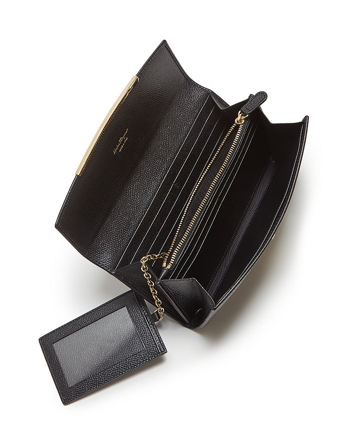 Shop Ferragamo Salvatore Icona Clip Continental Wallet In Nero Black/gold