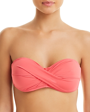 Tommy Bahama Pearl Twist Bandeau Bikini Top In Coral Glow