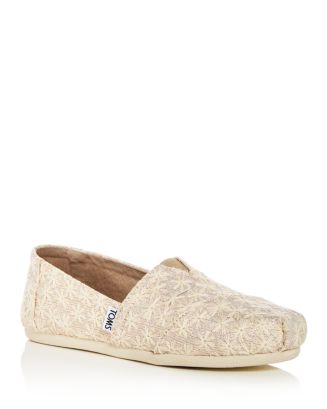 TOMS Women's Daisy Embroidered Metallic Alpargata Flats