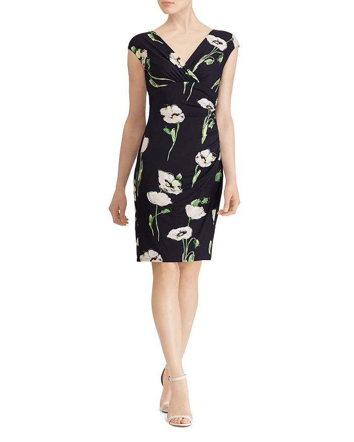 Ralph Lauren Cap-Sleeve Floral-Print Jersey Dress | Bloomingdale's