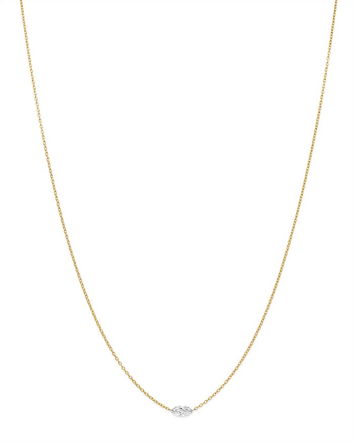 Aerodiamonds 18k Yellow Gold Solo Marquise Diamond Necklace, 18 In White/gold