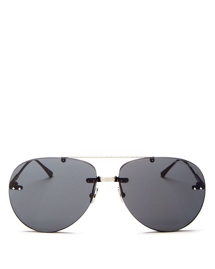 Bottega Veneta Women's Brow Bar Rimless Aviator Sunglasses, 63mm In Silver/gray