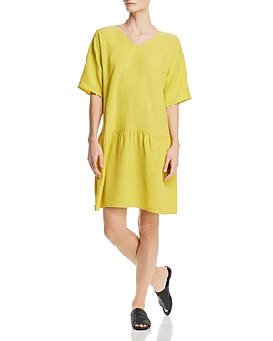 Eileen Fisher Drop Waist Tencel Lyocell Blend Dress In Yarrow