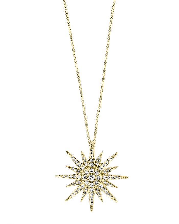Bloomingdale's Diamond Starburst Pendant Necklace In 14k Yellow Gold, 0.45 Ct. T.w. - 100% Exclusive In White/gold