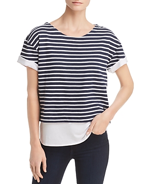 MARC NEW YORK PERFORMANCE LAYERED-LOOK STRIPED TOP,MN8T9677