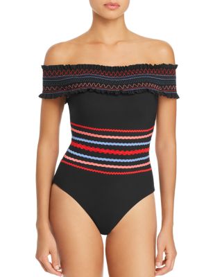 red carter off the shoulder one piece