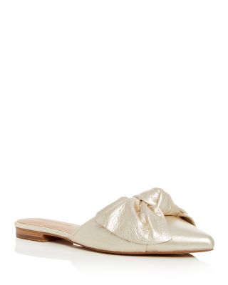 Alexis Leather Bow Pointed Toe Mules 