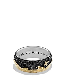 David Yurman - Waves Band Ring with 18K Gold & Black Diamonds 