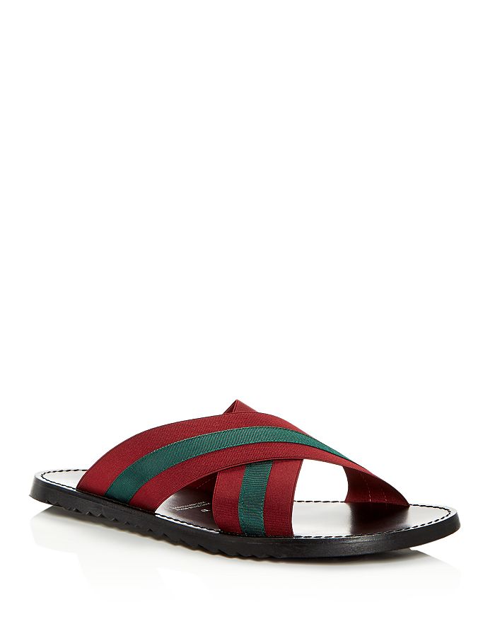 The Men's Store At Bloomingdale's Men's Striped Slide Sandals - 100% Exclusive In Maroon Green