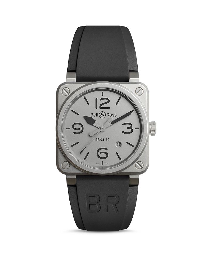 Bell & Ross Br 03-92 Horoblack Watch, 42mm In Silver/black
