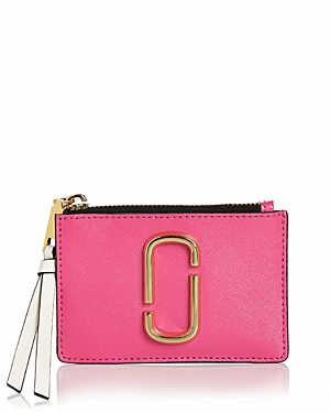 Marc Jacobs Top Zip Leather Multi Card Case In Vivid Pink Multi/gold
