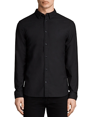 Allsaints Huntingdon Slim Fit Button-down Shirt In Black